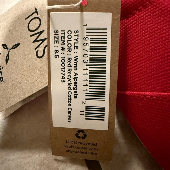 TOMS Vibrant Red Canvas Slip-Ons - Picture 4 of 6